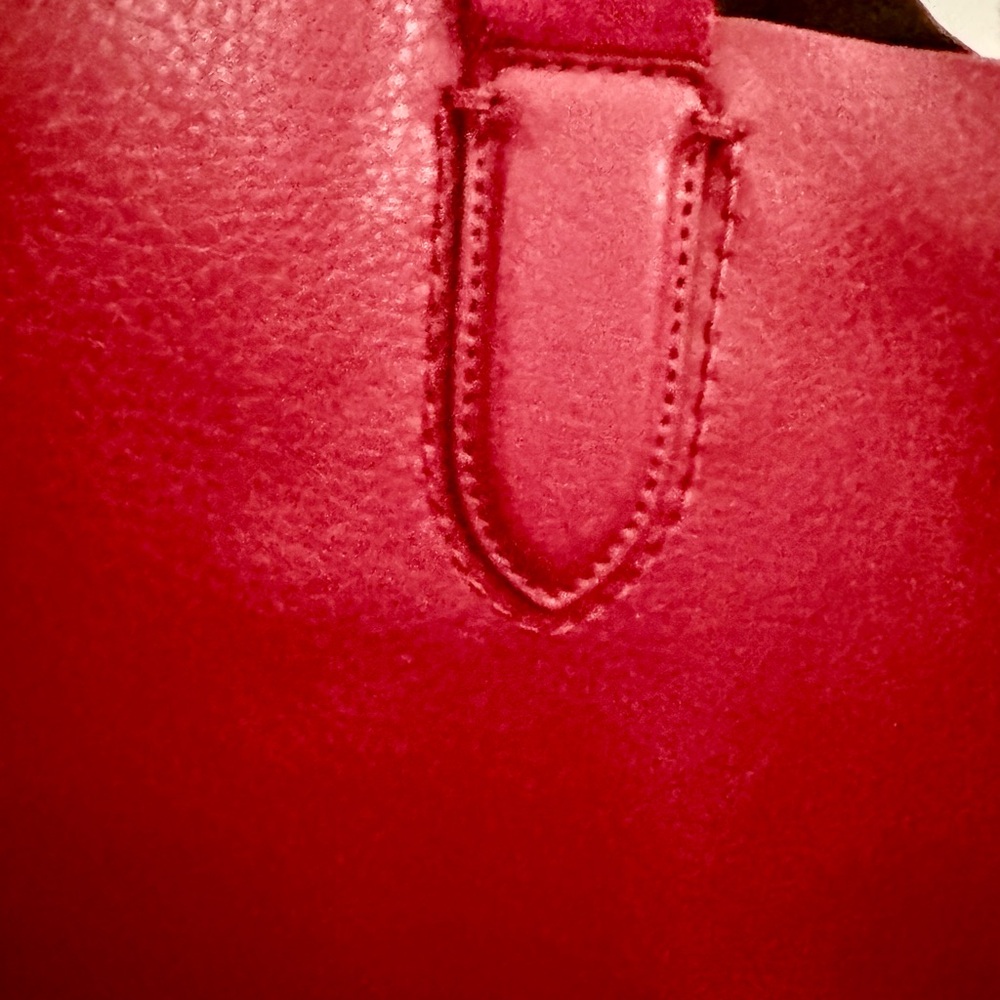 Coach Derby Large Red Pebble Leather Tote Shoulder Bag Gold Hang Tag Excellent - Picture 9 of 11